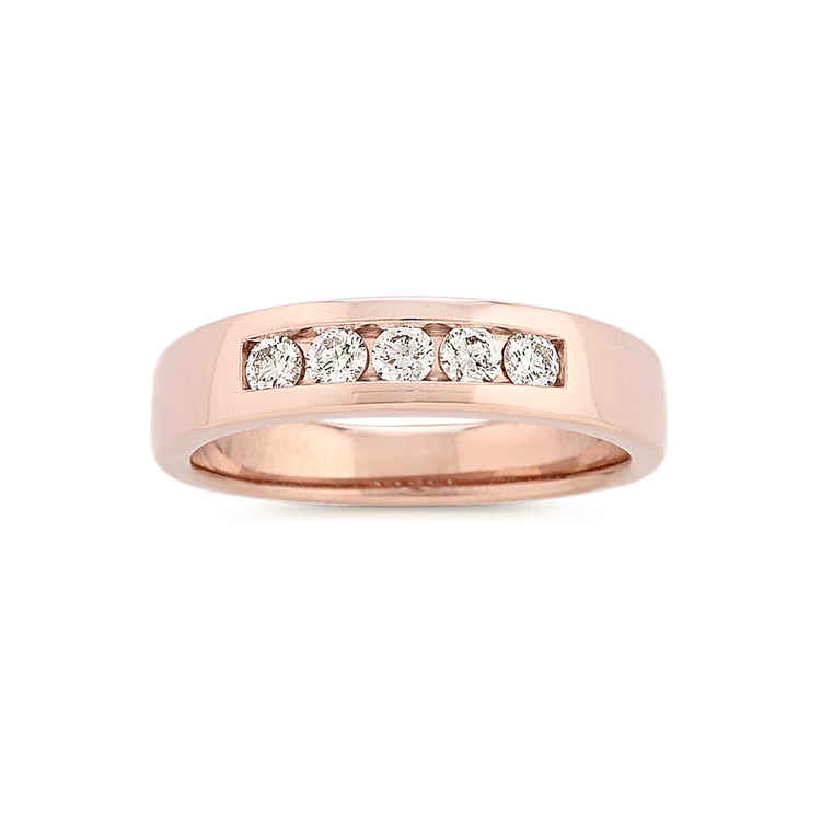 Channel-Set Natural Diamond Mens Band in 14k Rose Gold (5.5mm)