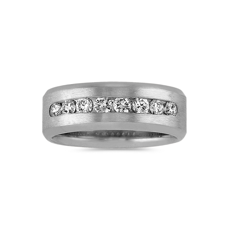 Channel-Set Natural Diamond Mens Band in Platinum (8mm)