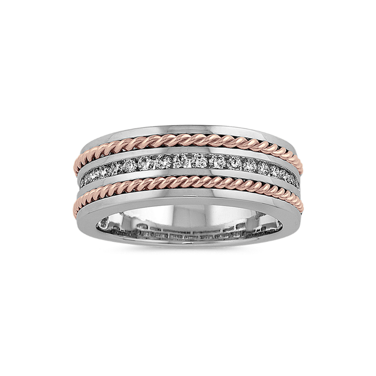 Men's 6.5mm Comfort-Fit Euro Engravable Wedding Band in 14K Rose Gold (1  Line)