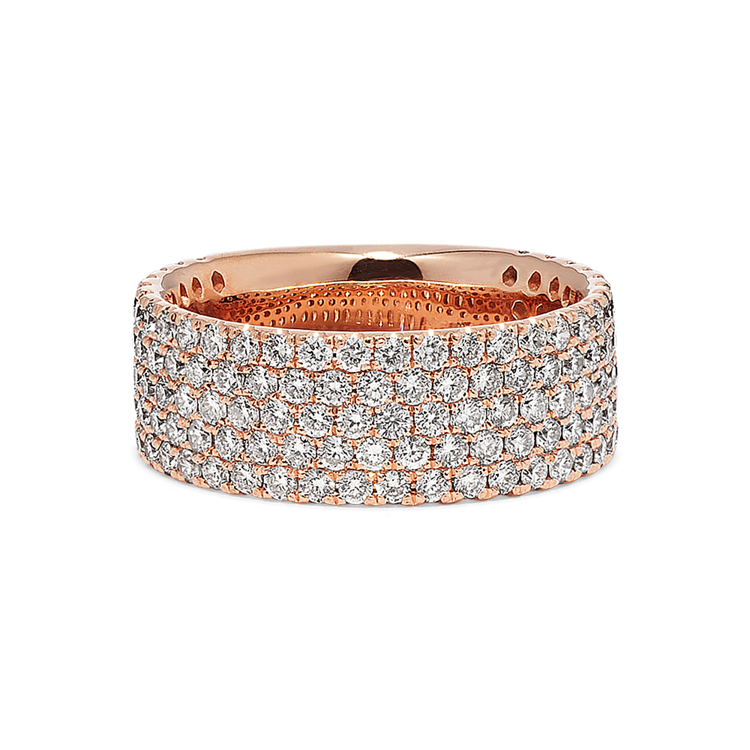 Charlotte Classic Natural Diamond Wedding Band in 14K Rose Gold