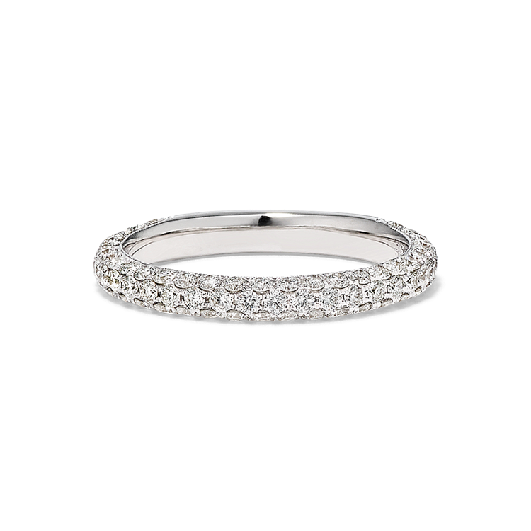 Cherie Contemporary Natural Diamond Wedding Band with Pave
