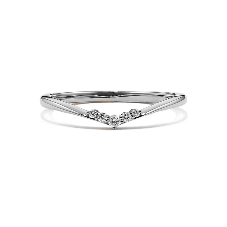 Classic Natural Diamond Contour Wedding Band in 14k White Gold