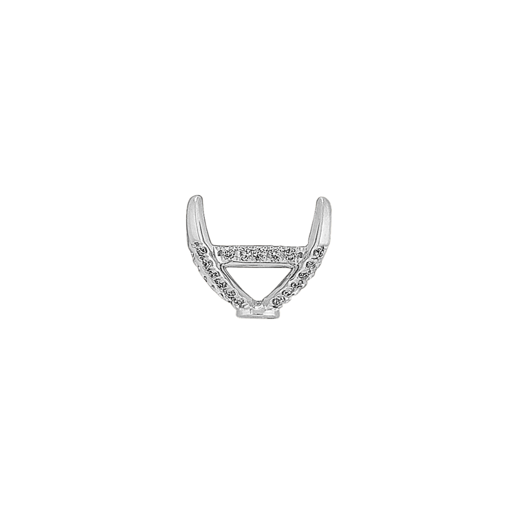 Natural Diamond Pedestal Decorative Crown to Hold 7.5mm Princess Cut Gemstone