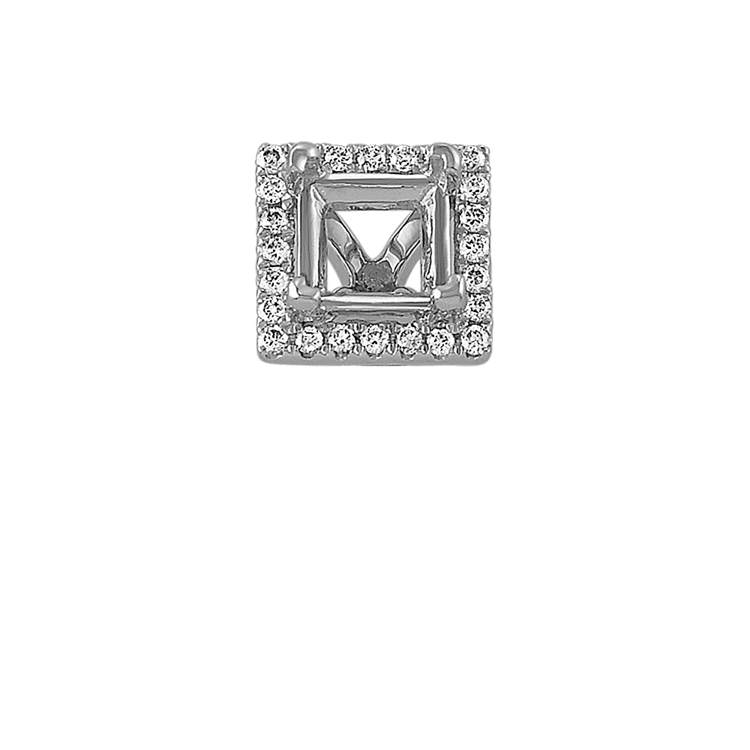 Classic Natural Diamond Halo Decorative Crown to Hold 5mm Princess Cut Gemstone