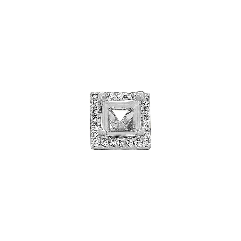 Classic Diamond Halo Decorative Crown to Hold 5mm Princess Cut Gemstone