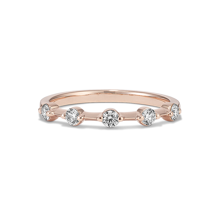 Classic Round Natural Diamond Wedding Band in 14k Rose Gold