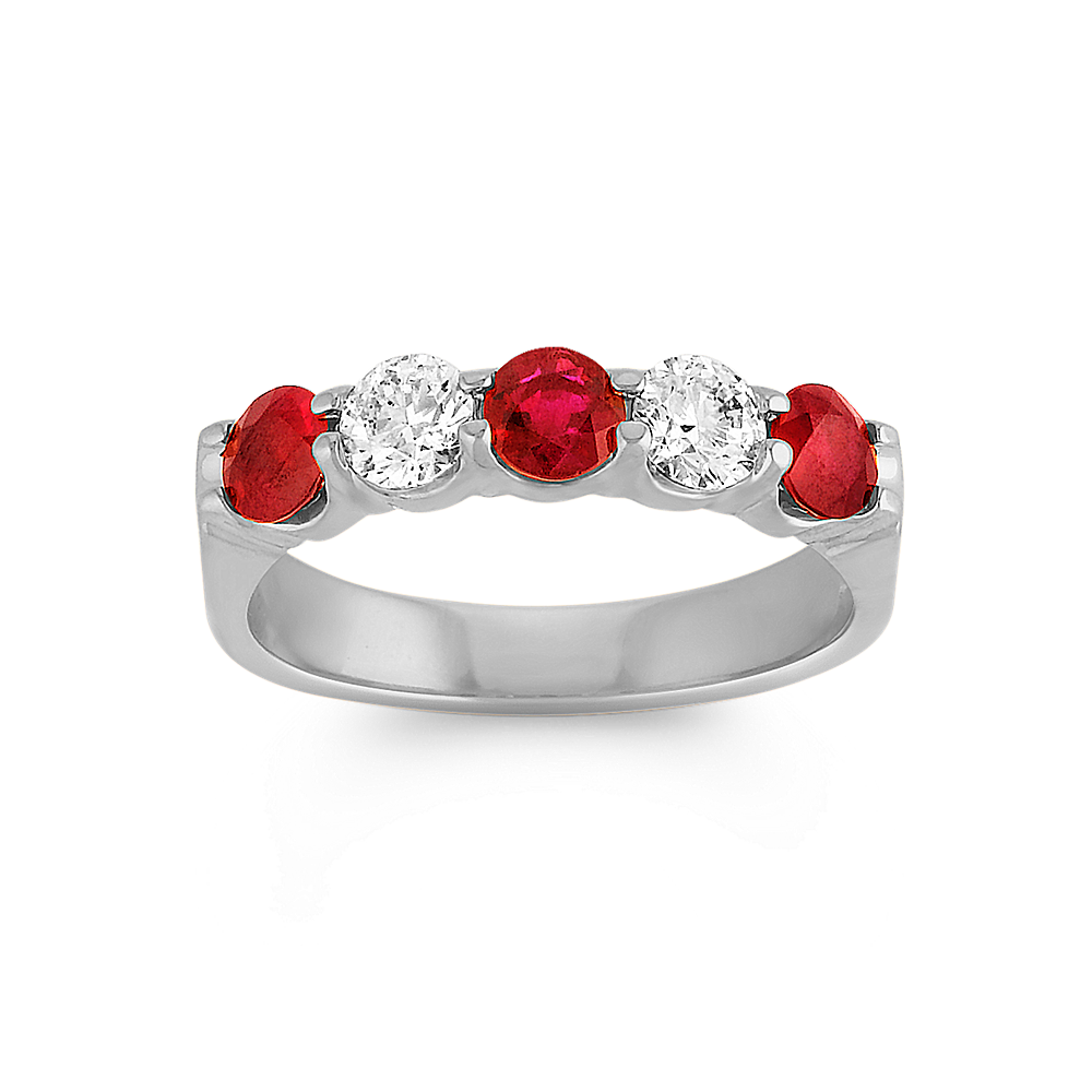Lillith Classic Ruby and Diamond Ring in 14K White Gold