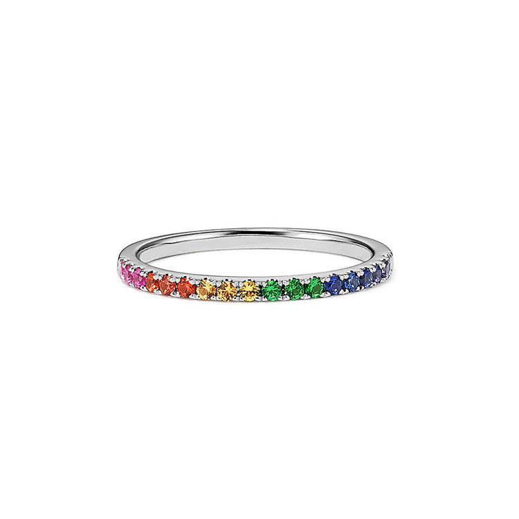 Confetti Rainbow Gemstone Ring in 14k White Gold