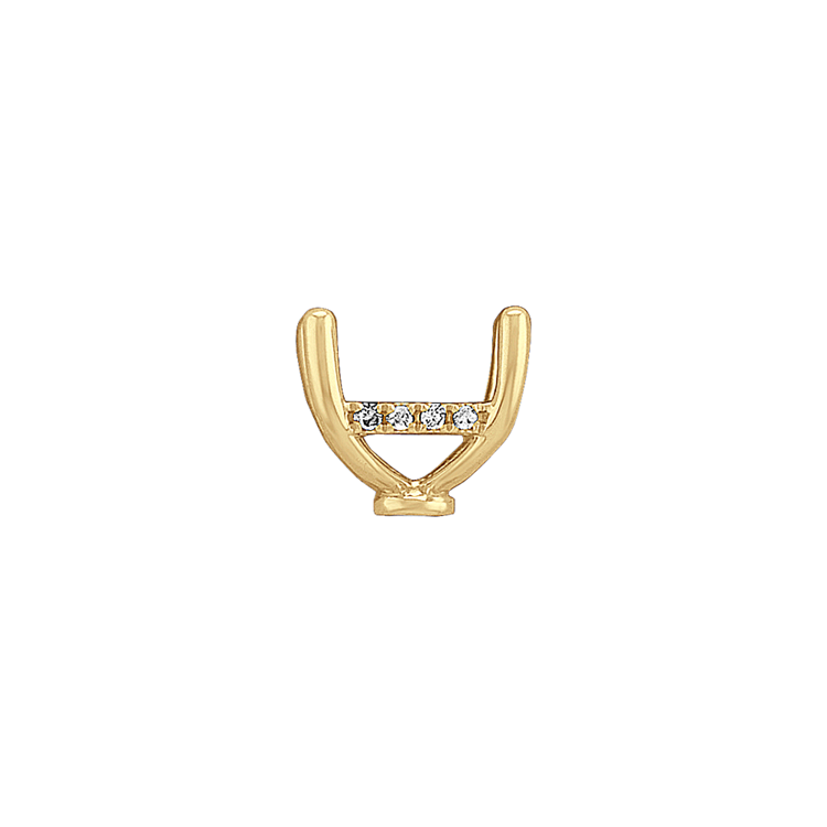 Rosebud Natural Diamond Decorative Crown to Hold 9x7mm Emerald Shaped Gemstone