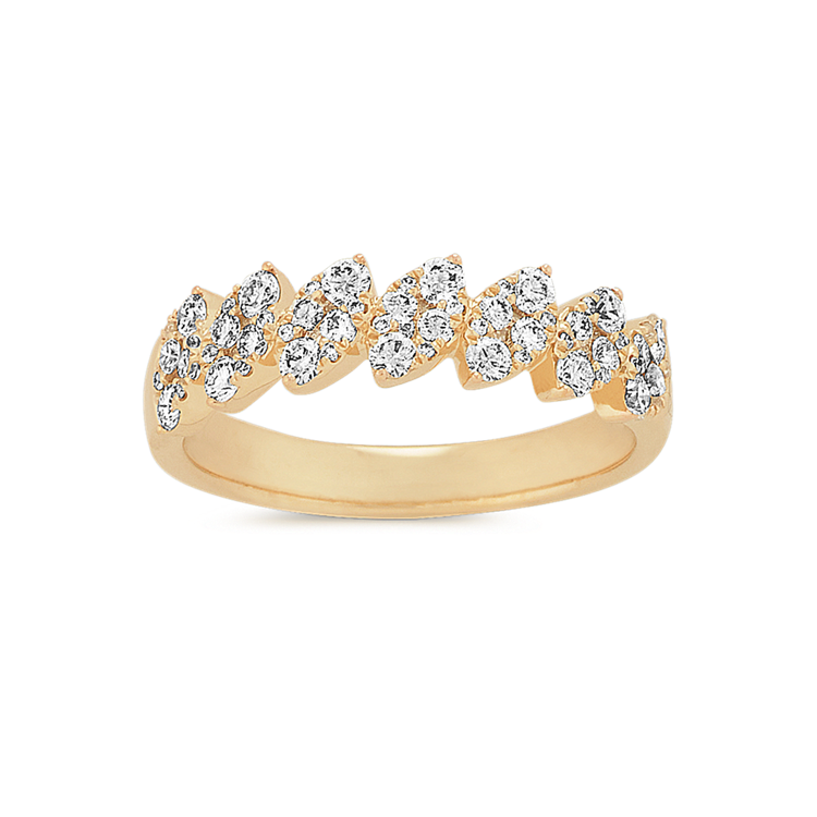 Natural Diamond Cluster Wedding Band in 14K Yellow Gold
