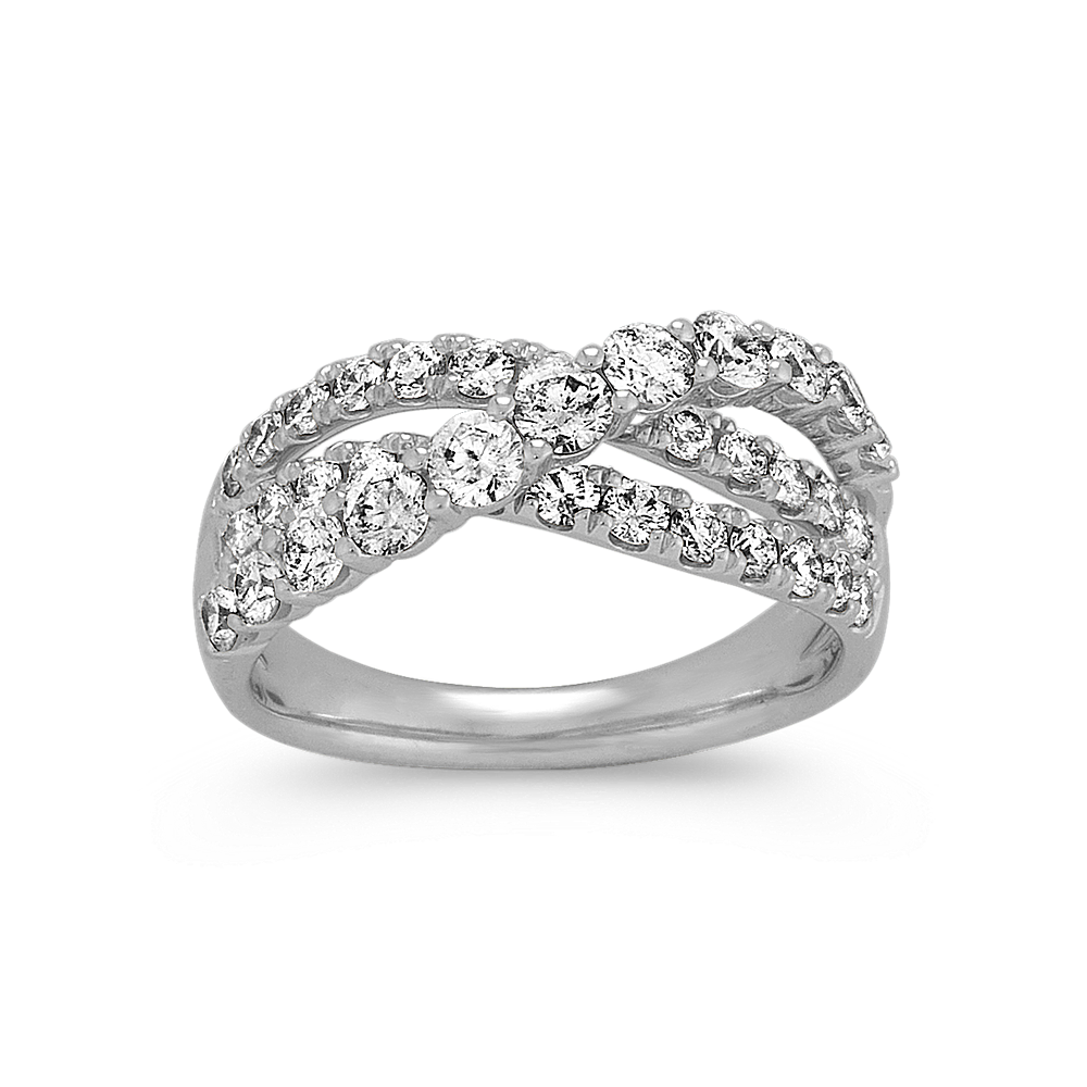 Diamond Crossover Band in 14K White Gold