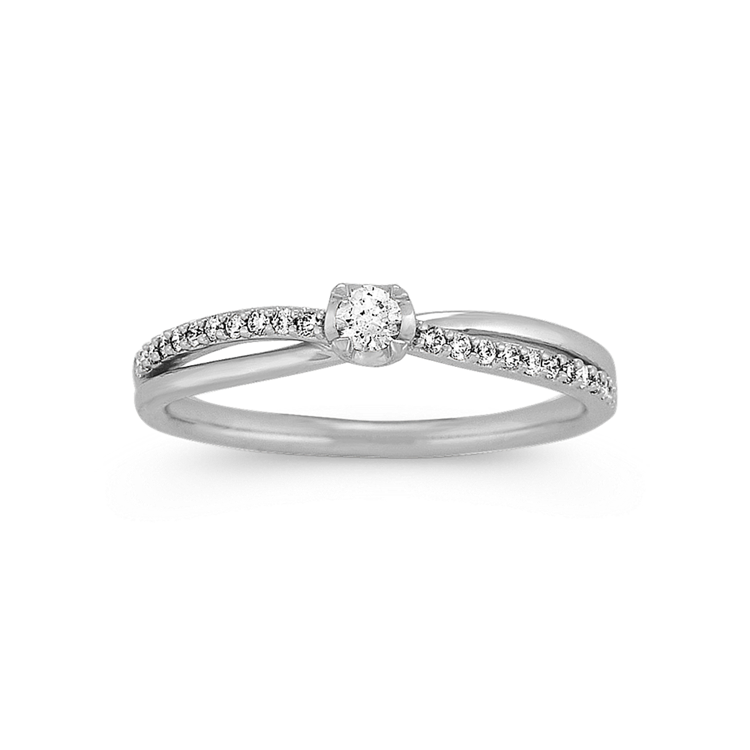 Natural Diamond Crossover Promise Ring in Sterling Silver