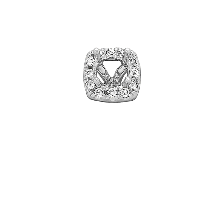 Classic Natural Diamond Halo Decorative Crown to Hold 3.4mm Cushion Gemstone