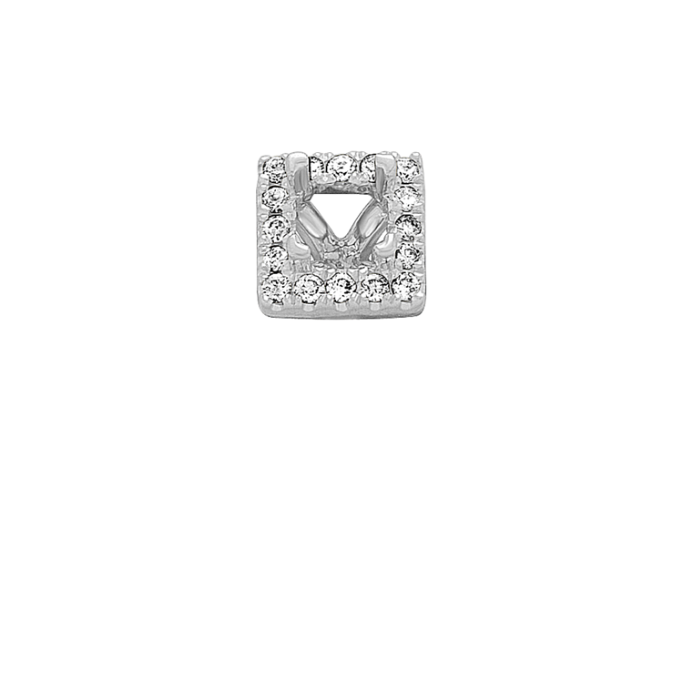 Classic Natural Diamond Halo Decorative Crown to Hold 3.4mm Princess Cut Gemstone