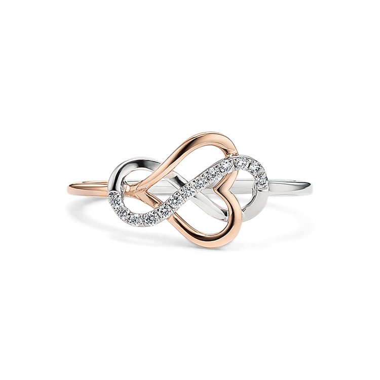 Sadie Natural Diamond Infinity Heart Ring in 14K Rose Gold and Sterling Silver