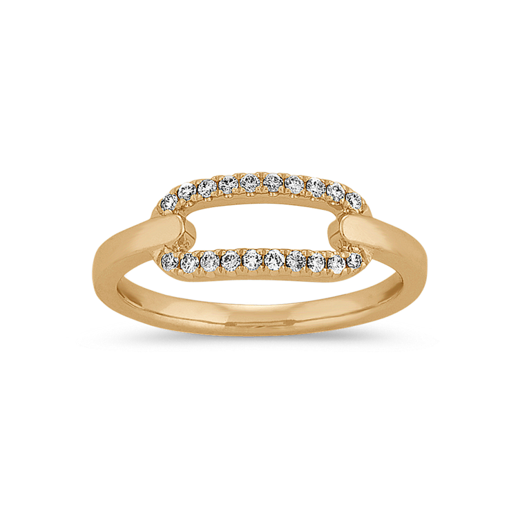 Natural Diamond Link Ring in 14k Yellow Gold