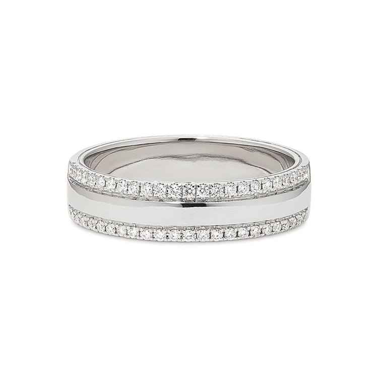 Diamond Channel Set Wedding Band Ring For Men In 14kt. White Gold (1.05ct.)