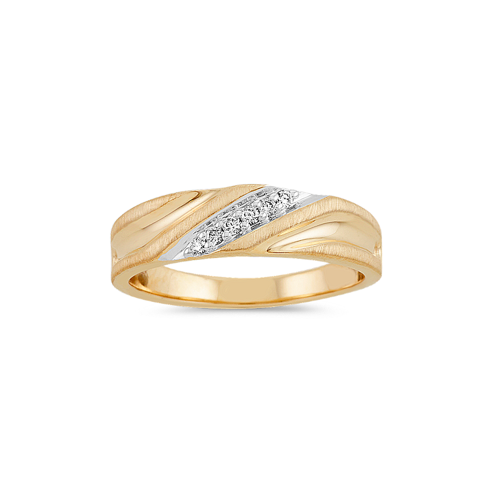 Diamond Mens Band in Yellow and White Gold (6mm)