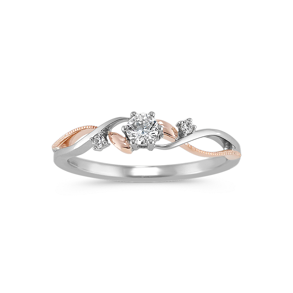 Wren Diamond Swirl Ring in Sterling Silver and 14K Rose Gold
