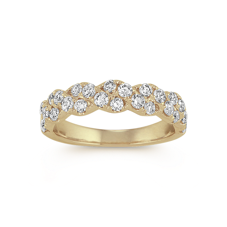 Natural Diamond Twist Wedding Band in 14k Yellow Gold
