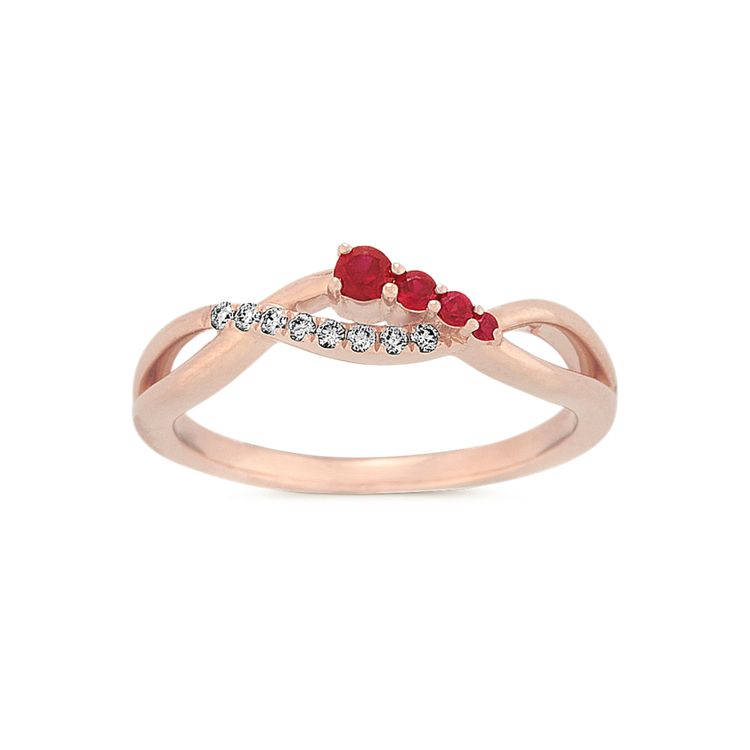 Rayne Natural Diamond and Natural Ruby Infinity Ring in 14K Rose Gold