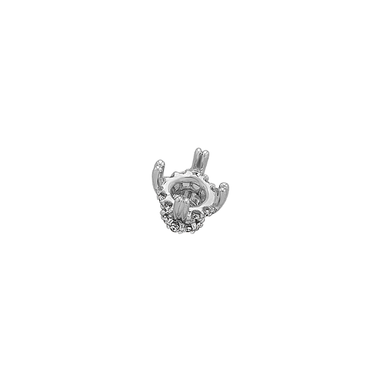 Hidden Halo Natural Diamond Decorative Crown to Hold 5.2mm Round Gemstone