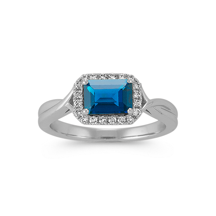 Paz Natural London Blue Topaz and Natural Diamond Ring in Sterling Silver