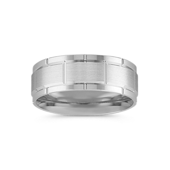 Textured Mens Ring in 14k White Gold (8mm) | Shane Co. Textured Mens Ring in 14k White Gold (8mm) | Shane Co.