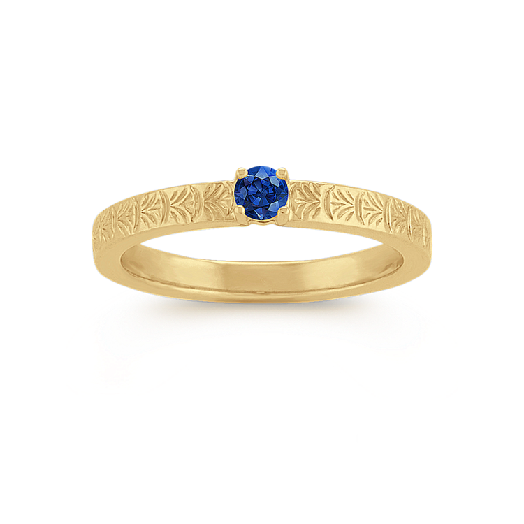 Engraved Pick-Your-Gemstone Ring in 14K Yellow Gold