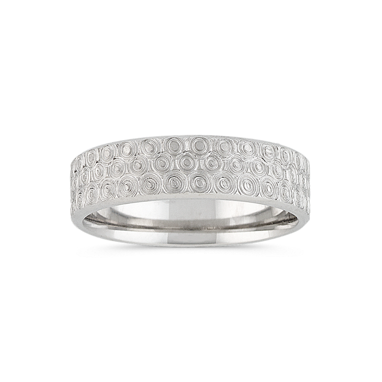 Engraved Wedding Mens Band in 14K White Gold (6mm)