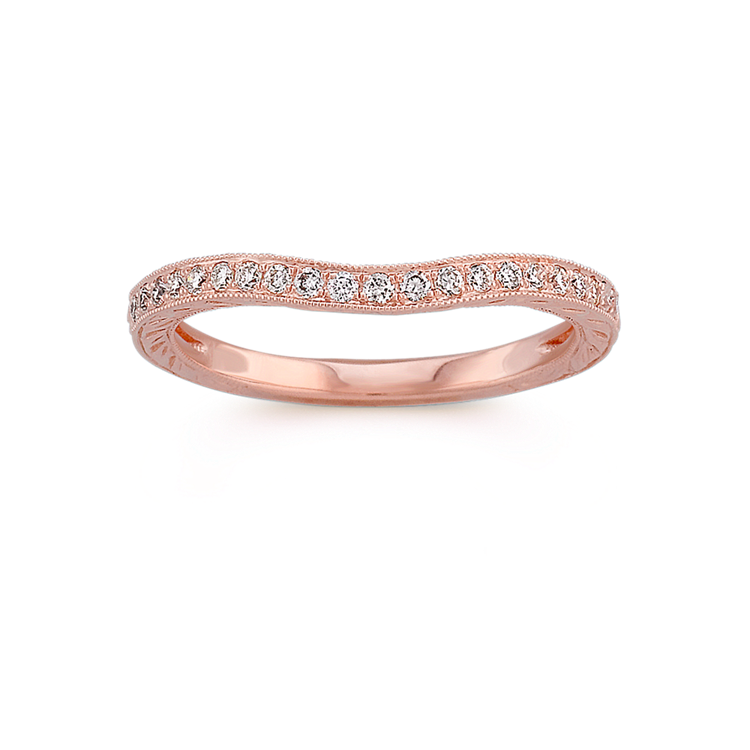 Everly Natural Diamond Contour Wedding Band in Rose Gold