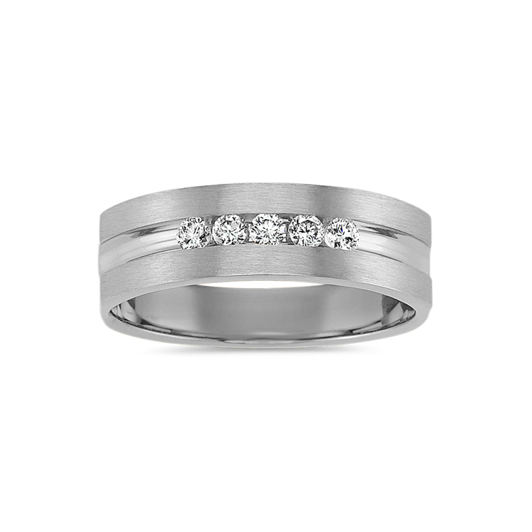 Clarence Five-Stone Natural Diamond Ring in 14K White Gold