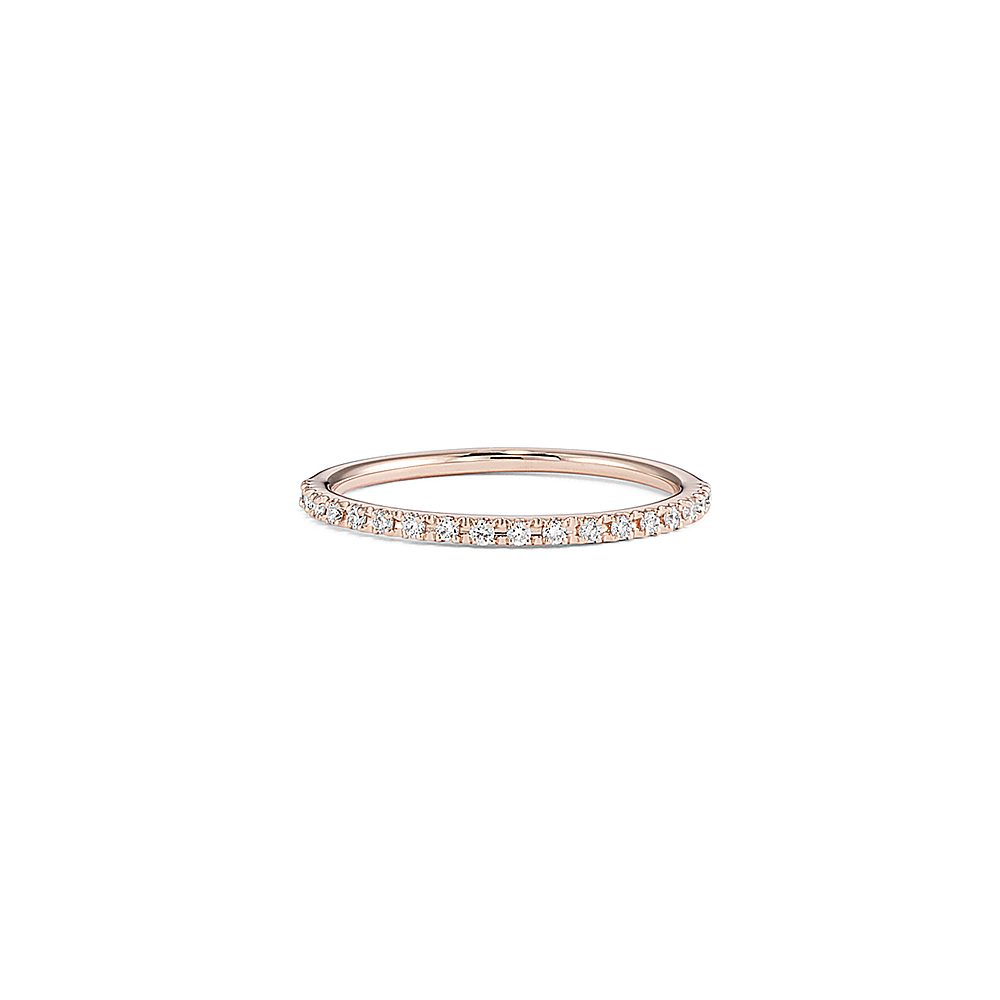 Flair Diamond Wedding Band in Rose Gold with Pave Setting