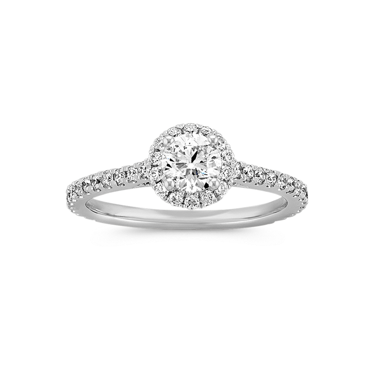 Florence ½ ct. Round Center Natural Diamond Halo Engagement Ring with Pave-Setting