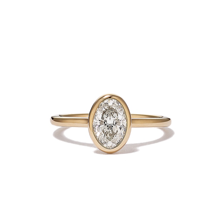 Honey Bezel-Set Natural Diamond Engagement Ring in 14K Yellow Gold