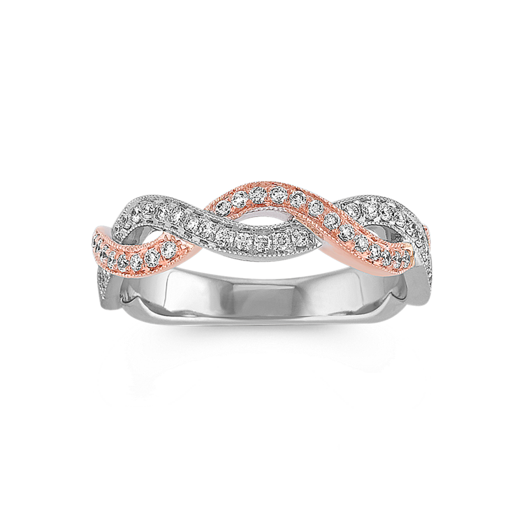 Infinity Natural Diamond Wedding Band in White and Rose Gold