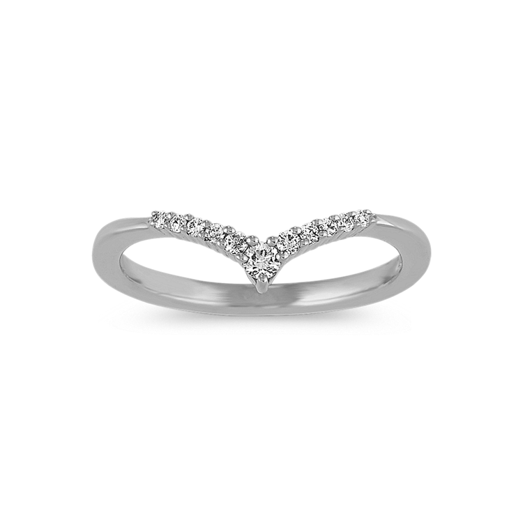 Lyra Natural Diamond V Wedding Band in Platinum