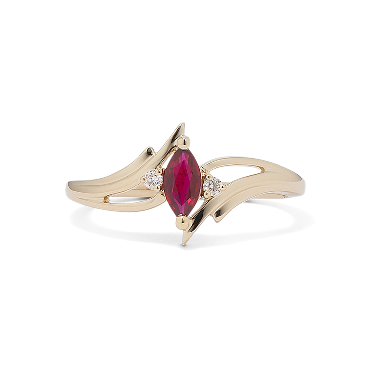 Marlowe Natural Ruby and Natural Diamond Ring in 14K Yellow Gold