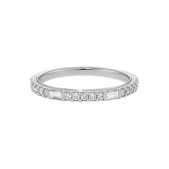 Mirage Baguette and Round Natural Diamond Wedding Band