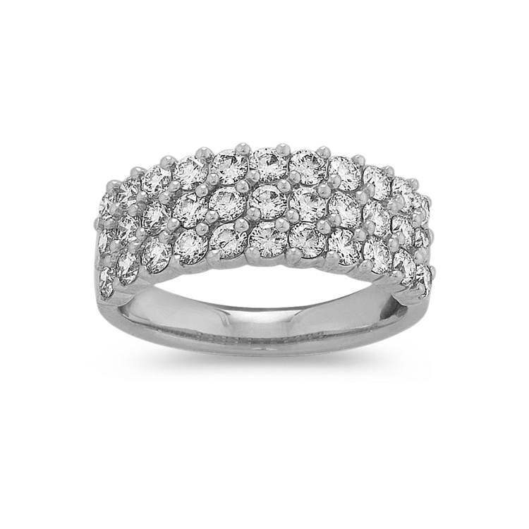 Modern Trio Natural Diamond Ring in 14K White Gold