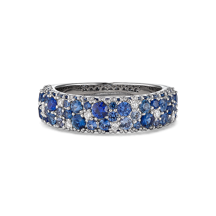 Mosaic Blue Natural Sapphire & Natural Diamond Ring (4mm)