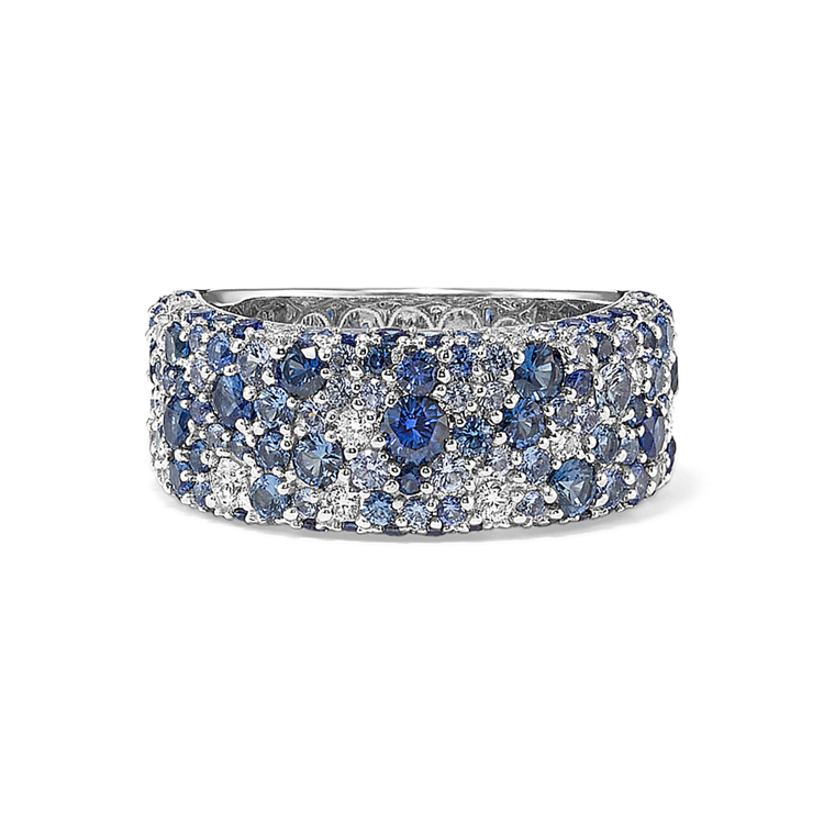 Mosaic Blue Natural Sapphire and Natural Diamond Ring (8.8mm)