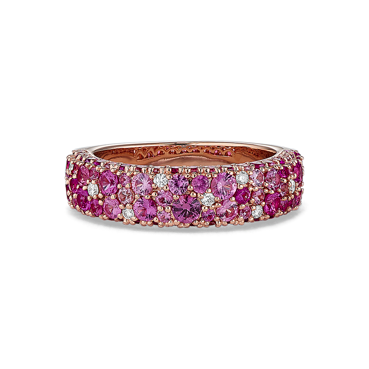 Mosaic Pink Natural Sapphire & Natural Diamond Ring (4mm)