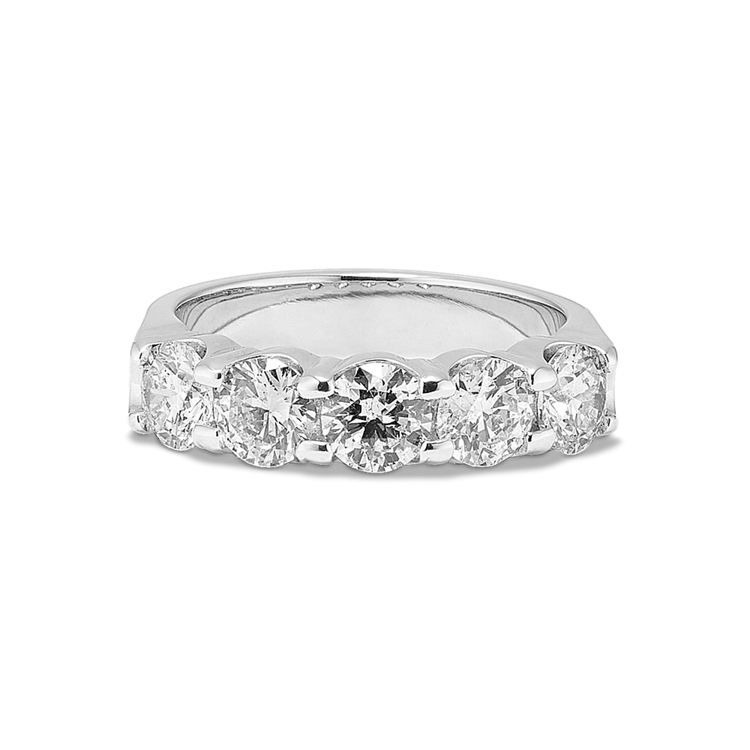 Muse 2ct. Five Stone Round Natural Diamond Wedding Band in White Gold