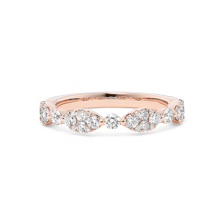 Oval & Round Natural Diamond Cluster Band in 14k Rose Gold