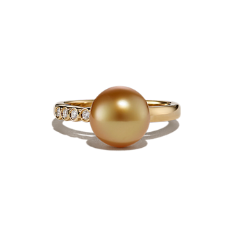 9mm Cultured South Sea Pearl and Diamond Ring in White Gold