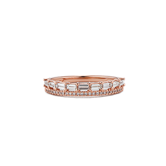 Pave Baguette & Round Natural Diamond Wedding Band