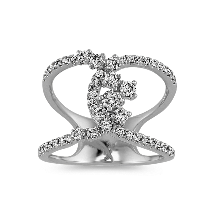 Pave-Set Natural Diamond Swirl Ring