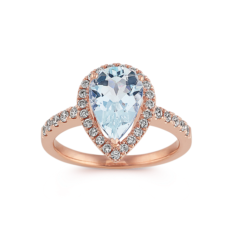 Genoa Natural Aquamarine and Natural Diamond Ring