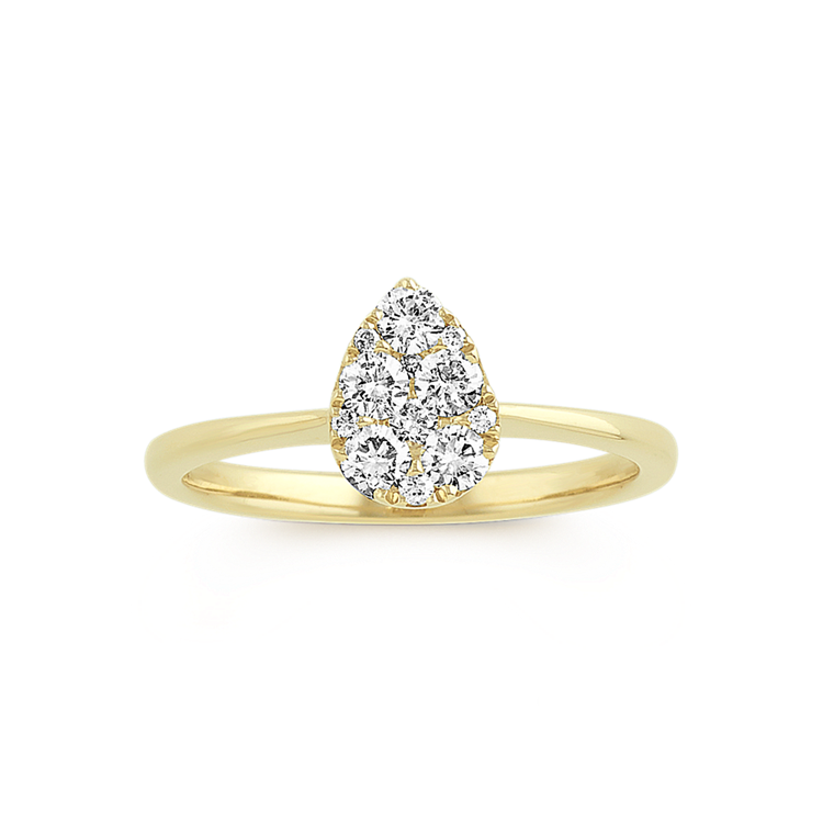 Pear-Shaped Cluster Natural Diamond Ring in 14k Yellow Gold